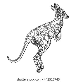 Kangaroo jump. Hand drawn vector illustration.