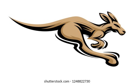 Kangaroo jump and run vector sketch icon isolated on white background. Hand drawn Kangaroo Logo Illustration