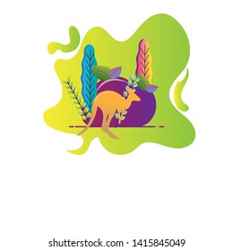 kangaroo jumping among trees design illustration vector - Vector
