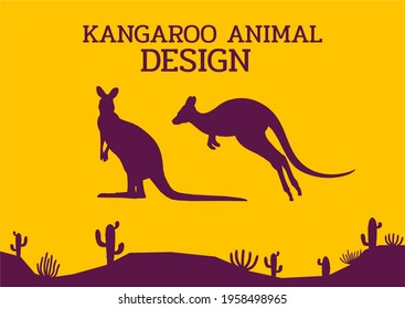 kangaroo jumping animal silhouette flat design vector illustration