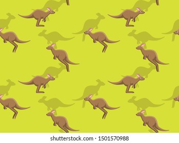 Kangaroo Jumping Cartoon Cute Seamless Pattern Wallpaper-01