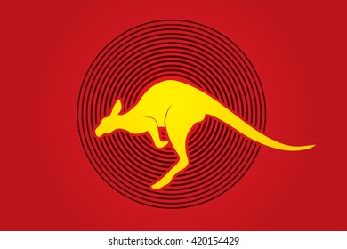 Kangaroo jumping designed on line cycle background graphic vector.