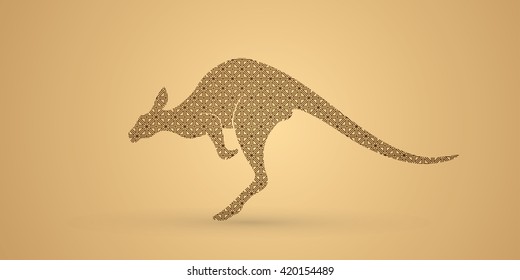 Kangaroo jumping designed using geometric pattern graphic vector.