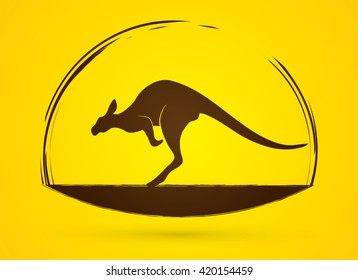 Kangaroo jumping graphic vector.