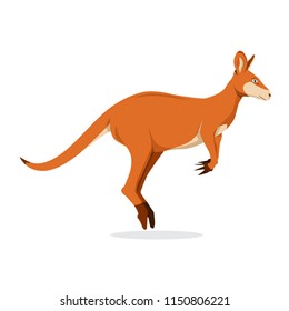 Kangaroo Jumping Isolated in White Background, Vector Illustration. Macropodidae. 