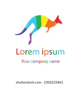 Kangaroo jumping logo template  Australian flag. 