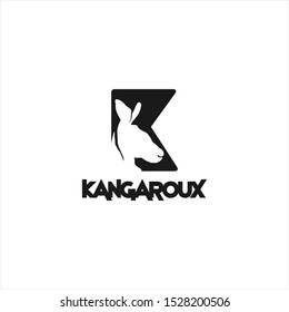 kangaroo with letter K Australia logo design vector template