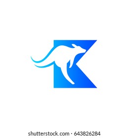 Kangaroo Letter K Logo Design. Letter K Combination With Kangaroo Inside