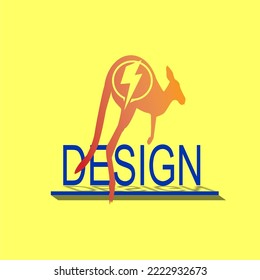 kangaroo and lightning vector design illustration, simple unique design