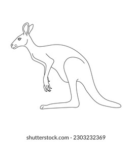 Kangaroo en el estilo de dibujo de arte en línea. Ilustración vectorial.