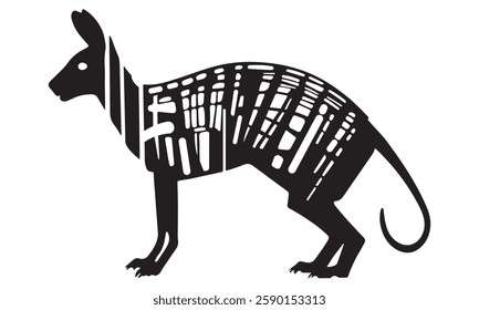 Kangaroo line art frame vector illustration