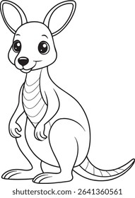Kangaroo line art printable coloring page for Australian animal themed fun