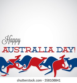 Kangaroo line Australia Day card in vector format.