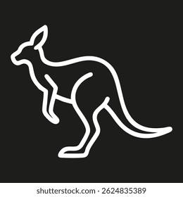 Logo da linha do canguru. Ícone linear de canguru preto isolado no fundo branco. Ilustração vetorial.