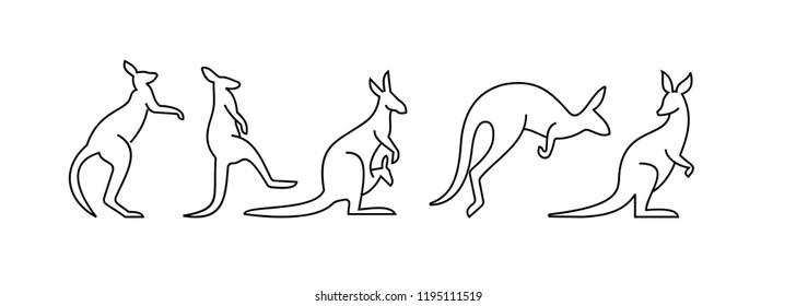  kangaroo line logo icon designs vector