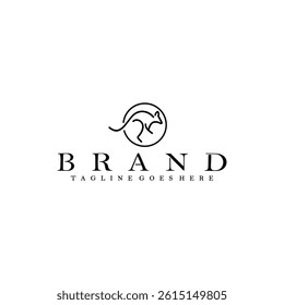 Kangaroo with line style logo design