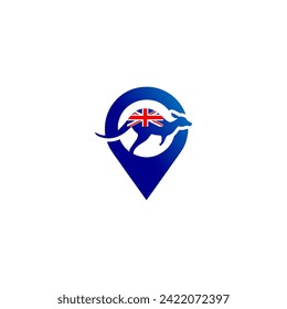 kangaroo location logo design graphic template