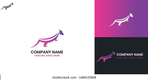 Kangaroo-Logo - Alle Elemente auf dieser Vorlage sind mit Vektorillustration-Software editierbar