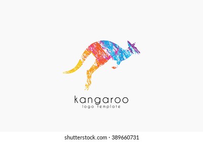 Kangaroo logo. Australia logo design. Animal logo. Creative logo. Nature logo