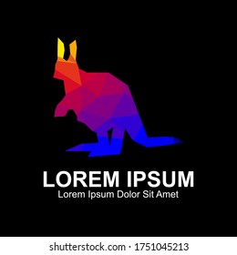 Kangaroo logo with the concept of colored polygons. Animal logo design template.