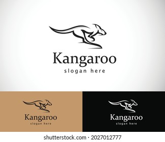 logotipo kangaro creativo vector negro velocidad de ejecución rápida fuerte diseño de ilustración