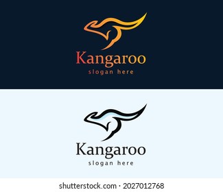 logotipo de canguro línea de ejecución creativa diseño minimalista vector marca de emblema animal