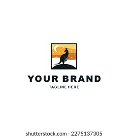 kangaroo logo with desert background