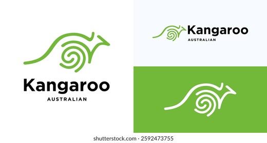 Kangaroo logo design, Animals Kangaroo logo icon, Kangaroo integrated with icon shape symbol, information and identification fingerprint, thumbprint and swirl or spiral, Animals monoline vector design