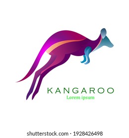 kangaroo logo design with gradient color. vector illustration