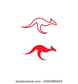 Kangaroo Logo Design. Kangaroo Line and Flat Logo Design