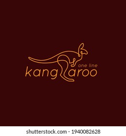 Plantilla de diseño de logotipo canguro. Un estilo de línea. Ilustración vectorial.