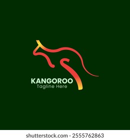 Kangaroo logo design vector concept, minimalist kangaroo vector design concept,isolated in green