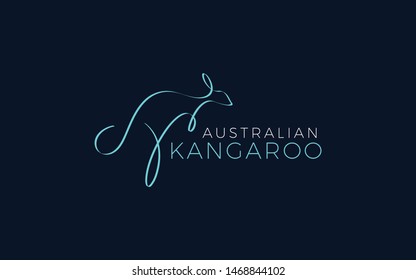 Kangaroo logo formed with simple lines in blue color