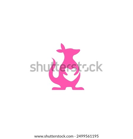 Kangaroo logo with heart shaped pouch in flat design style