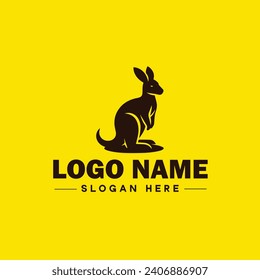 Logotipo canguro y símbolo de icono diseño minimalista plano diseño de logotipo editable vector