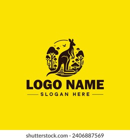 Logotipo canguro y símbolo de icono diseño minimalista plano diseño de logotipo editable vector