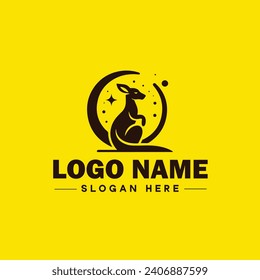 Logotipo canguro y símbolo de icono diseño minimalista plano diseño de logotipo editable vector