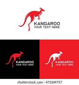 Kangaroo logo, icon vector design template. Animal symbol on black and white background for logo. Icon kangaroo or zoo.