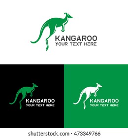 Kangaroo logo, icon vector design template. Logotype kangaroo design vector with gradient color. Animal symbol on black and white background for logo. Icon kangaroo or zoo.