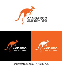 Kangaroo logo, icon vector design template. Logotype kangaroo design vector with gradient color. Animal symbol on black and white background for logo. Icon kangaroo or zoo.