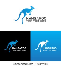 Kangaroo logo, icon vector design template. Logotype kangaroo design vector with gradient color. Animal symbol on black and white background for logo. Icon kangaroo or zoo.