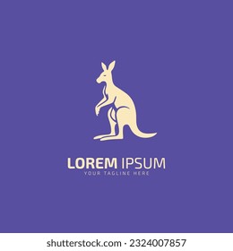 Kangaroo logo icon vector illustration design template isolated in blue background.