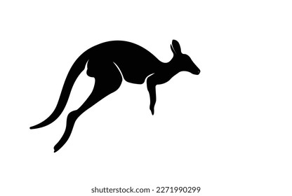 Kangaroo logo. Isolated kangaroo on white background. Set silhouettes of kangaroo, different poses, black color. Vector illustration.