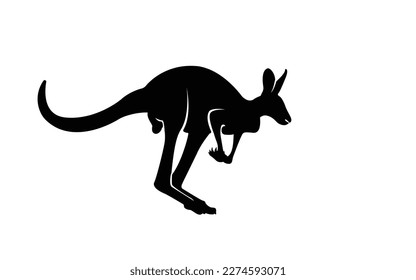 Kangaroo logo. Isolated kangaroo on white background. Set silhouettes of kangaroo, different poses, black color. Vector illustration.