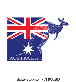 kangaroo logo made from the flag of Australian 