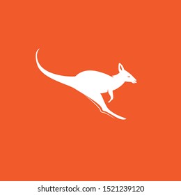 Kangaroo logo on orange background