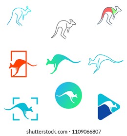 kangaroo logo set vector illustration