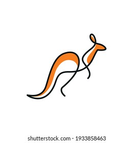 logotipo de kangaro línea única, línea de arte figura vectorial de canguro de pie
