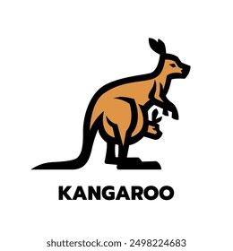 Kangaroo logo, symbol. Vector illustration.