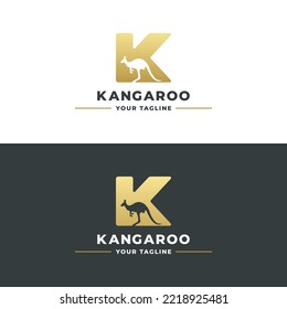 Vector de logotipo canguro o vector de logotipo K de letra canguro. Diseño sencillo del logotipo de letra K para un símbolo marsupial o productos con un logotipo canguro. Símbolo canguro Ilustración de iconos.